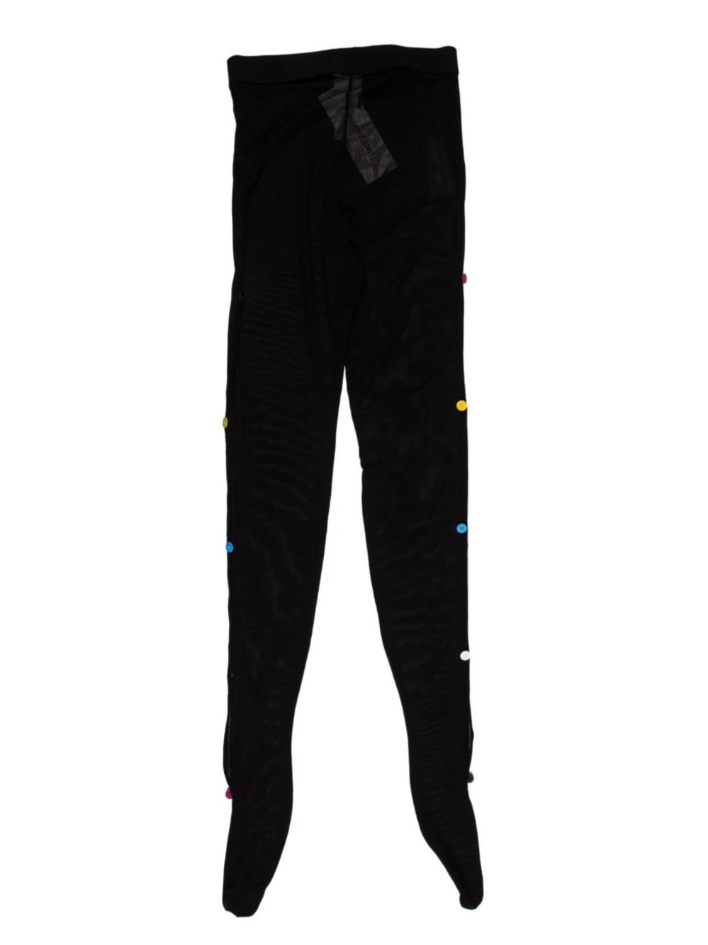 Versace Black Sheer Tights with Multicolor Button Accents